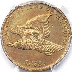 1858 US penny, flying eagle, small letters
