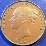 1859 UK penny value, Victoria, young head