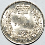 1859 UK sixpence value, Victoria