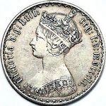 1860 UK florin value, Victoria, gothic, D736