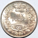 1860 UK sixpence value, Victoria