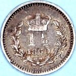 1860 UK three halfpence value, Victoria