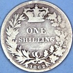 1862 UK shilling value, Victoria, young head