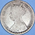 1863 UK florin value, Victoria, gothic, D738