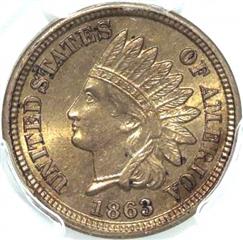 US Indian Head penny, 1859 to 1872