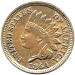 1864 US Indian Head penny, bronze, no L