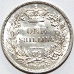 1867 UK shilling value, Victoria, young head, second head