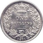 1871 UK shilling value, Victoria, young head