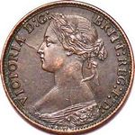 1862 UK farthing value, Victoria, bun head, large 8