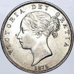 1875 UK halfcrown value, Victoria, young head, D580