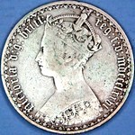 1876 UK florin value, Victoria, gothic, D761