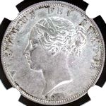 1876 UK halfcrown value, Victoria, young head, D581