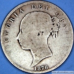 1876 UK halfcrown value, Victoria, young head, 6 over 5, D582