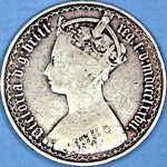 1877 UK florin value, Victoria, gothic, 41 trefoils, D764