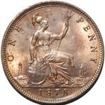 1878 UK penny value, Victoria, bun head