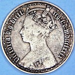 1879 UK florin value, Victoria, gothic, 41 trefoils, D766