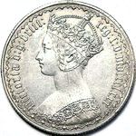 1880 UK florin value, Victoria, gothic, 7 jewels, D771