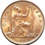 1881 h UK penny value, Victoria, bun head