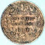 1881 UK third farthing value, Victoria
