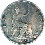1882 h UK halfpenny value, Victoria, bun head