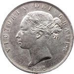 1882 UK halfcrown value, Victoria, young head, D592