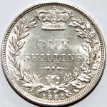 1882 UK shilling value, Victoria, young head
