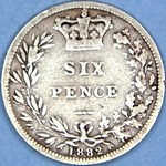 1882 UK sixpence value, Victoria