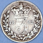 1882 UK threepence value, Victoria, young head