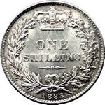 1883 UK shilling value, Victoria, young head