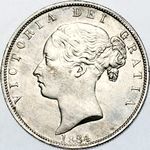 1884 UK halfcrown value, Victoria, young head, D594
