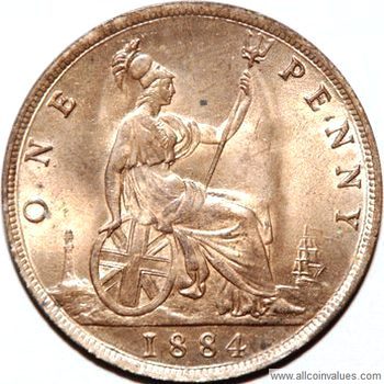 fortvivlelse Intermediate Horn 1884 UK penny value, Victoria