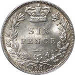 1884 UK sixpence value, Victoria