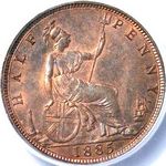 1885 UK halfpenny value, Victoria, bun head
