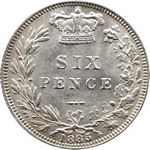 1885 UK sixpence value, Victoria