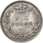 1886 UK sixpence value, Victoria