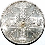 1887 UK double florin value, Victoria, Roman 1