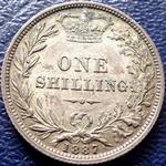 1887 UK shilling value, Victoria, young head
