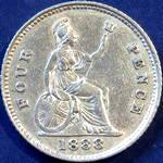 1888 UK fourpence (groat) value, Victoria, jubilee head