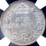 1888 UK sixpence value, Victoria, jubilee head