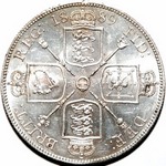 1889 UK double florin value, Victoria, broken I
