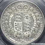 1889 UK halfcrown value, Victoria, jubilee head, tuft, large cross, D647