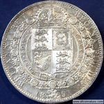 1891 UK halfcrown value, Victoria, jubilee head, D649