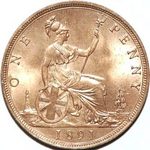 1891 UK penny value, Victoria