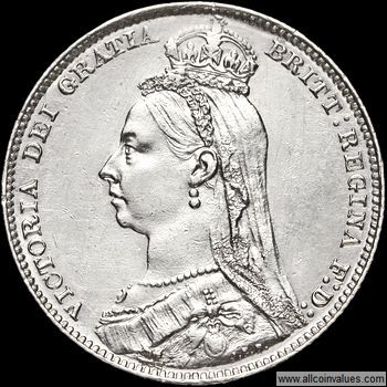 1892 UK shilling obverse