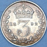 1892 UK threepence value, Victoria
