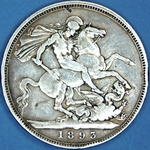 1893 UK crown value, Victoria, LVI, obverse 1, reverse B