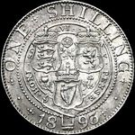 1893 UK shilling value, Victoria, old veiled head, small obverse lettering