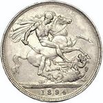 1894 UK crown value, Victoria, LVII, obv 2, rev C