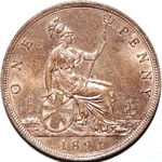 1894 UK penny value, Victoria