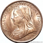 Queen Victoria era UK penny values, old veiled head